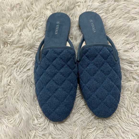 Vivaia Round-Toe Quilted Mules - Size 40 US 9 - blue - Picture 2 of 9